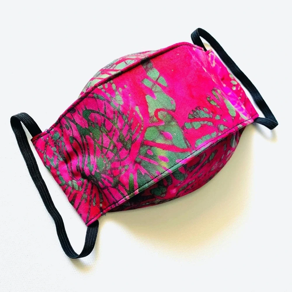 NEW Handmade Batik Monstera 3D Face Mask